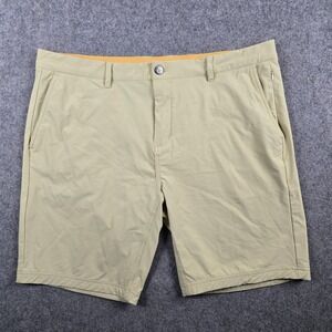 Avalon Golf 9" Performance Short Mens 38 Khaki Tan Stretch Activewear Chino